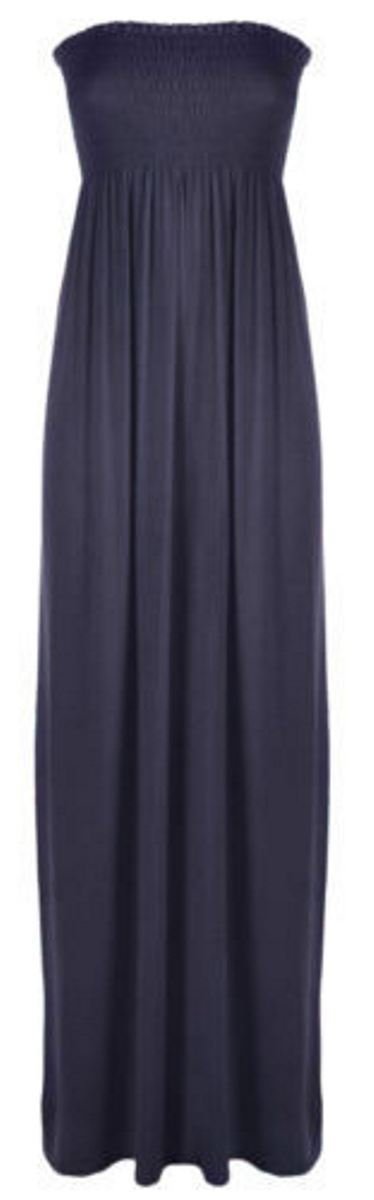 21Fashion Womens Bandeau Boobtube Sheering Maxi Dress Ladies Sleeveless Plain Long Dress Grey - 26