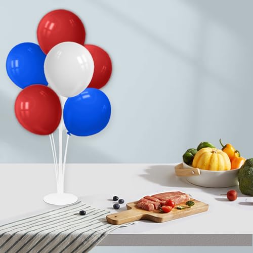 Image of ZJDHPTY 4Set Red White and Blue Balloon Stand Patriotic Decorations | Balloon Centerpieces for 4th of July Memorial Day Labor Day Election Event Party Decor