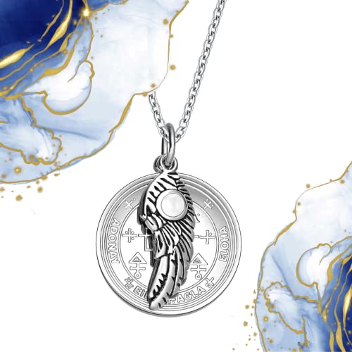 Archangel Uriel Sigil from The Ancient Book of King Solomon - St Uriel Necklace for Men and Women - Protection Prayer Included - Angel Wing Pendant - Miraculous Medal - Guardian Crystal Amulet4