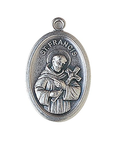 medal bomap St.Anthony E St.Francesco Immagine Medaglia Ciondolo - Metallo Color Argento 2cm