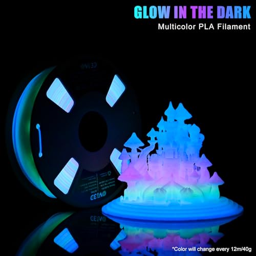 Image of OVV3D Glow in the Dark Filament, Multicolor Glow PLA Filament 1.75mm + /- 0.02mm for 3D Printing, Gradient PLA Glow in Dark, 3D Printer Filament Fast Color Change Blue Green Pink, 1kg /2.2lb