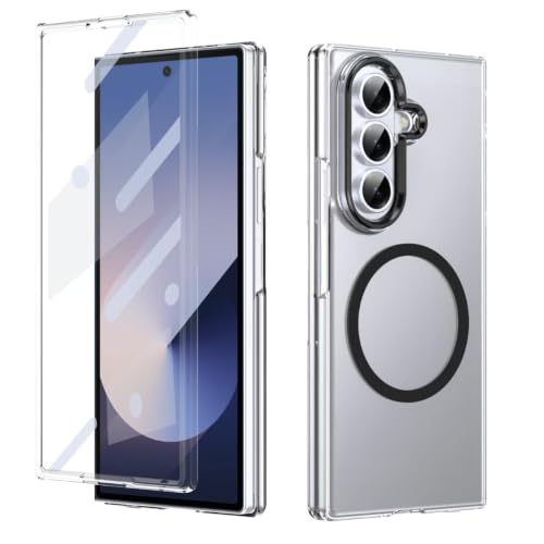 Image of amazon basics Clear Magnetic Case Cover for Samsung Galaxy Z Fold 8 Ultra 5G [Compatible with MagSafe ] Slim Shockproof Magnetic Transparent Phone Cover Case - Black
