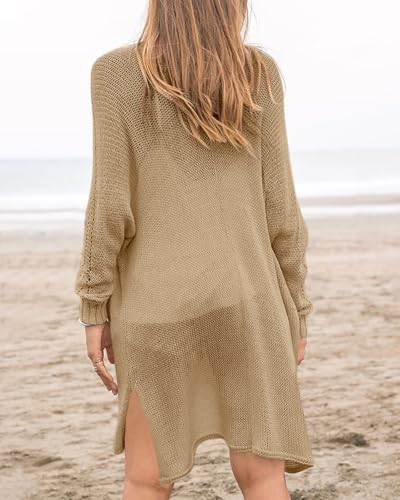 Image of Misassy Womens Open Front Knit Sheer Cardigans Summer Boho Lightweight Long Sleeve Kimono Long Sweater