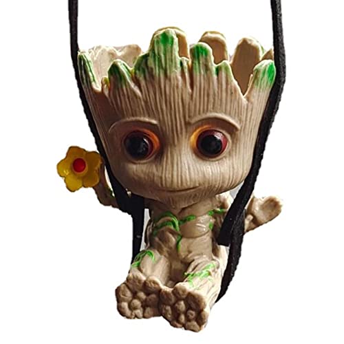 GOLDMAX Ornement de Voiture Baby Groot, Accessoires Suspendus Mignons pour Voiture Groot, Gardiens de la Galaxie, décoration de Pendentif de Voiture Tree Guy pour rétroviseur avec Corde