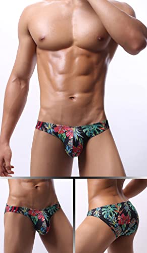 Men's Spandex Low Rise Printed Bikini Eyelet Briefs Underwear2