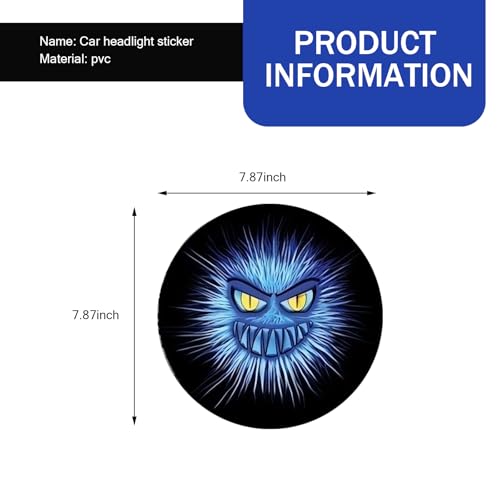 Image of 2 PCS Car Beast Eyes Decals, 3D Stereo Beast Eyes Stickers, Waterproof J-eep Round Light Decal, Cool Beast Eyes Light Decoration Stickers, Suitable for Wrangler and Most Car (Blue Animal Eyes)
