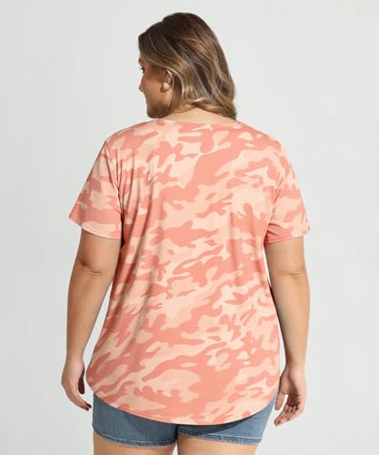 Image of CARCOS Plus Size Tops for Women Short Sleeve Shirt Summer Star /Leopard /Tie Dye /Flower Crewneck Pullover Tunic XL-5XL