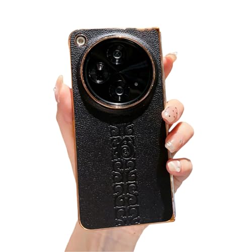 Image of MILLION CASES Back Cover Case for OnePlus Open Shockproof Protective Refined Elegance Electroplated Leather Case for Men & Boys(Black)