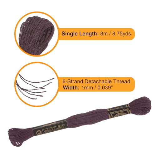 Image of HARFINGTON 12 Skeins Embroidery Floss 8.75yds(8m) Egyptian Long-Staple Cotton Cross Stitch Thread for Sewing DIY Bracelet Yarn String and Crafts, Deep Brown(6009)