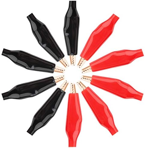 10PCS Alligator Clips Electrical, DROK 1.4"/35mm 5A Pure Copper Electric Alligator Clip with Insulated Cover for Solder, Make Test Leads