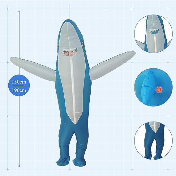 Disfraz inflable de tiburón para adulto - Halloween inflable adulto disfraz tiburón para Halloween cosplay fiesta