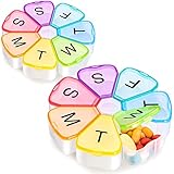 2 Pack Extra Large Weekly Pill Organizer, Winlike Flower XL Portable 7 Day Pill Box Case for Travel Medicine Organizer Vitamin/Fish Oil/Pills/Supplements