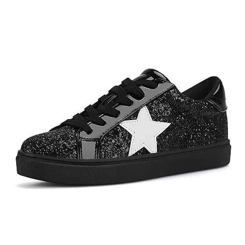 Image of PARTY Women's Dressy Fashion Star Sneakers Lace-Up Low Top Comfortable Cushioned Walking Shoes