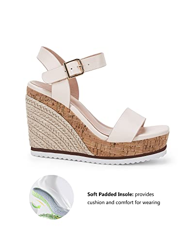 Image of Coutgo Women's Espadrille Wedge Platform Sandals Open Toe Ankle Buckle Strap Casual Summer Shoes