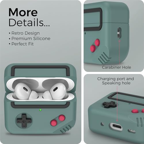 Image of TRONWIN for AirPods Pro 2 Case - Silicone Game Console Design Case for Apple AirPods 2nd /1st Generation, Cute Airpod pro Cover for Men /Women (Pine Green)