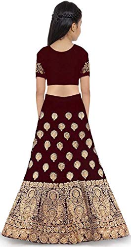Image of Girl's Raw Silk Semi-stitched Lehenga Choli