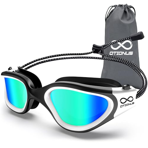 Otionus Swim Goggles, Polarized Adult Swimming Goggles Bungee Strap No Hair Pulling Anti-fog Pool Goggles for Men Women