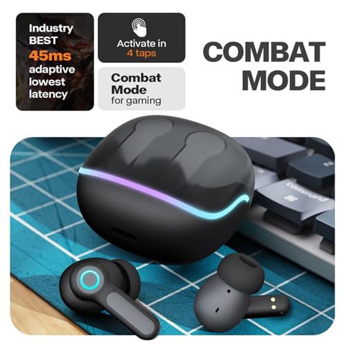 Image of iFAST IF-401 True Wireless Stereo Gaming Earbuds, Quad Mic ENC for Clear Calls, Bluetooth 5.4, Low Latency Gaming, RGB LED, Type-C Fast Charge, 7H /60H Playtime, IPX5 | Black