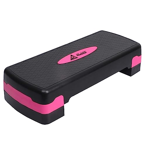 Abb Initio by De Jure Fitness Aerobic Stepper | Adjustable Height 4 & 6 & 8 Inches | Non-Slip Shock-Absorbing Step Board | Heavy Duty Home Workout Exercise Platform | Supports 200KG | Pink