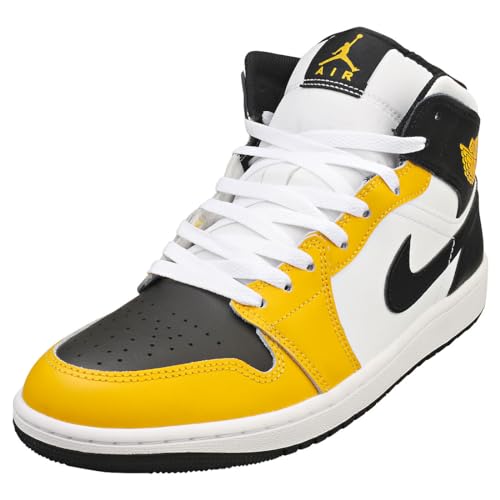 NIKE Air Jordan 1 Mid (DQ8426-701, Yellow Ochre/White/Yellow Ochre/Black) Size 10.5