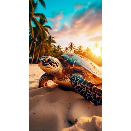 Alpes Blanc - Serviette de Plage Tortue Sunset - Légère et absorbante - 100% Coton - 100x180 cm