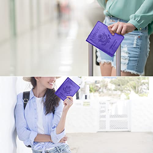 Image of Passport and Vaccine Card Holder Combo, Passport Holder with Vaccine Card Slot, Passport Wallet, Passport Cover, Passport Case, Passport Holder for Women and Men(AKA-Bright purple)