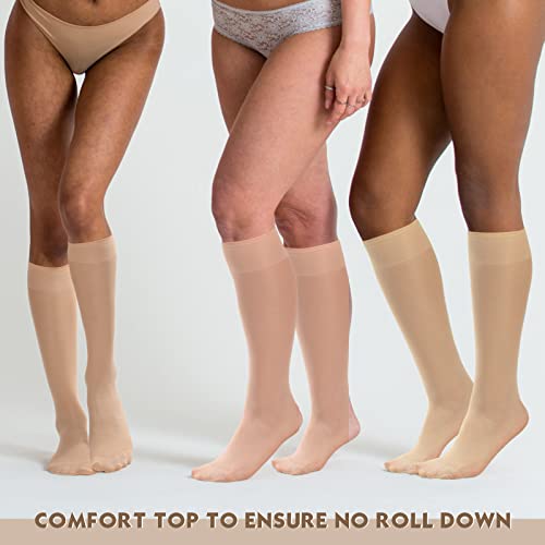 50 Pairs Nylon Sheer Knee High Stockings for Women Girls Reinforced Toe Socks Compression Stretchy Knee Highs Bulk4