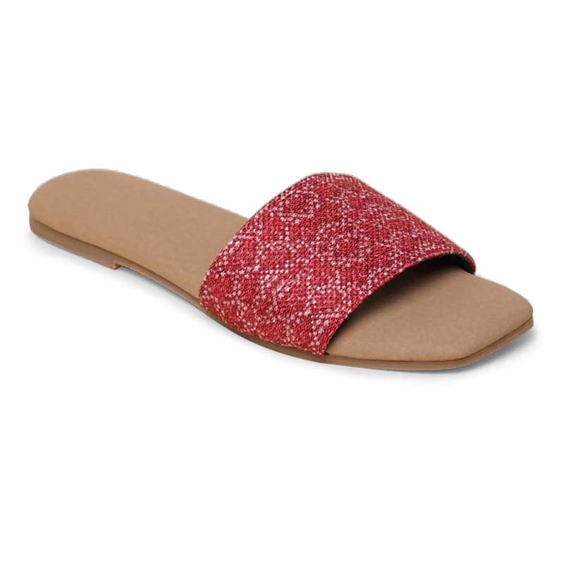 Image of ZOUK Womens Shimla Freesia Casual Flats RedFlat Sandal