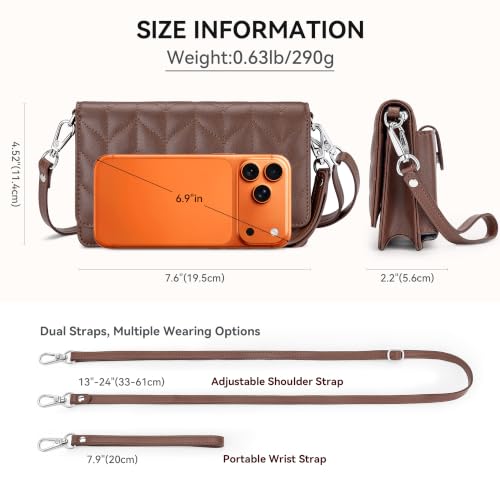 Image of nuoku Women Small Crossbody Bag Cellphone Purse Wallet with RFID Card Slots 2 Straps Wristlet