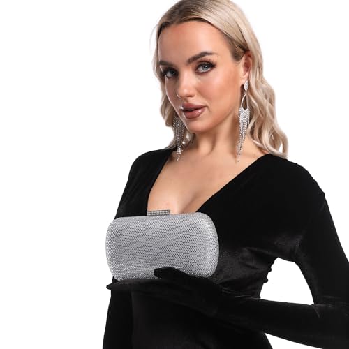 Image of Boutique De FGG Mini Rhinestone Clutch Purse,Evening Bags and Clutches for Women Formal,Crystal Clutch Bag Wedding Handbags