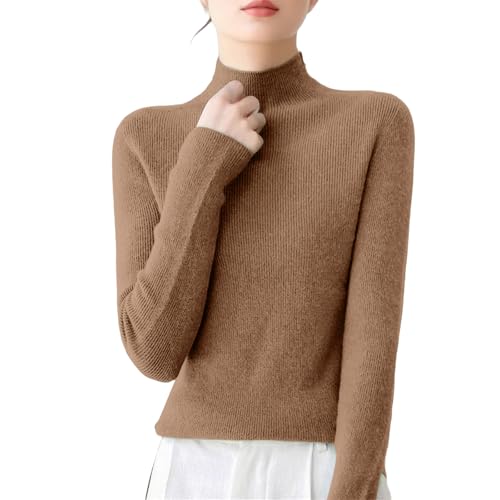 Cashmere Sweaters for Women Long Sleeve Mock Neck Wool Sweater Fall Winter Soft Comfy Knit Slim Fit Pullover Tops