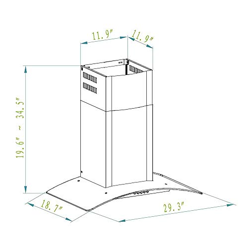 Winflo 30 In. Convertible Wall Mount Range Hood in Stainless Steel with Mesh Filters, Charcoal Filters and Push Button Control