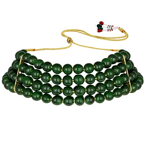 Image of Peora Traditional Maharani Haar Necklace with Earrings Bridal Jewellery Set Gift for Women