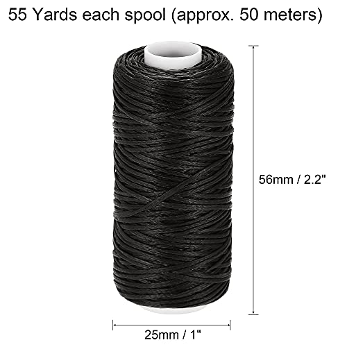 uxcell Set de Hilos Encerados de Poliéster 0.8 mm 55 Yardas para Coser a Mano (Varios Grises, 4 piezas) miniatura 2