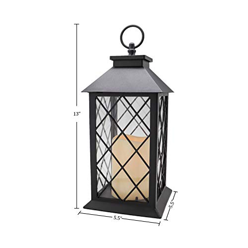 Yakii 13" Decorative Candle Lantern With Led Flameless Candle And Timer, Plastic Led Candle & Holder, Indoor & Outdoor Hanging Lights Thanksgiving &Christmas Day Decorations (Black) #TOP1