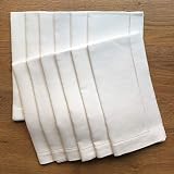 White Linen Hem Stitch Dinner Napkins - Set of 12 20'x20'-Ladder Hem Stitch 100% Linen Cloth Napkins-Super Value Bulk 12 Pack