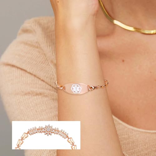 MOTICIUS Personalized Medical Alert Bracelets for Women Custom Medical Bracelets Personalized Medic ID Bracelet Stainless Steel Engraved Emergency Bracelet ID Wristband2
