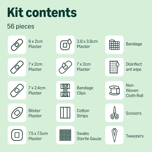 Healthcare by Amazon First Aid Kit, 56 Pieces, Green (Pack of 2) (Previously a Amazon Basic Care Brand, Same Product) - Image 6