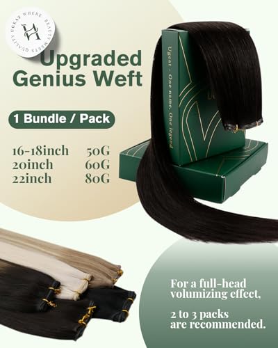 Image of Ugeat Genius Weft Extensions Human Hair Brown, 18 Inch Medium Length 50G