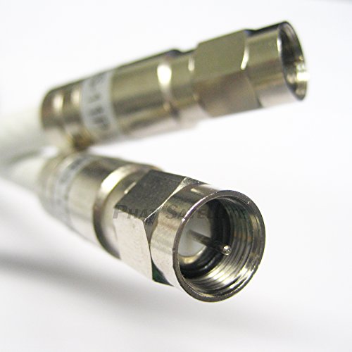 PHAT SATELLITE INTL | 20ft Made in USA RG-11 Coax 3GHz HD Cable TV Antenna 14AWG 75 Ohm All Brass Connectors, CMP CATVP UL ETL Commercial Rated Coax, Assembled in USA (20 feet, White)
