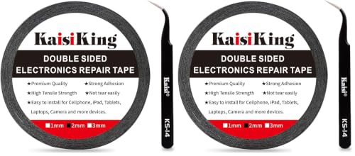 Image of Kaisiking 2mm LCD Repair Tape for Phone Screen, Adhesive Tape with 1 Tweezers for Cell Phone, iPad, Tablets, Laptops, Camera (Pack of 2)