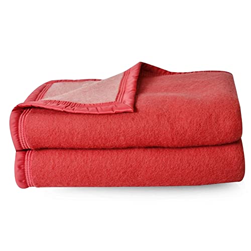 Linnea Couverture Pure Laine Vierge Woolmark 500g/m² Volta 220x240 cm Rouge Bois de Rose