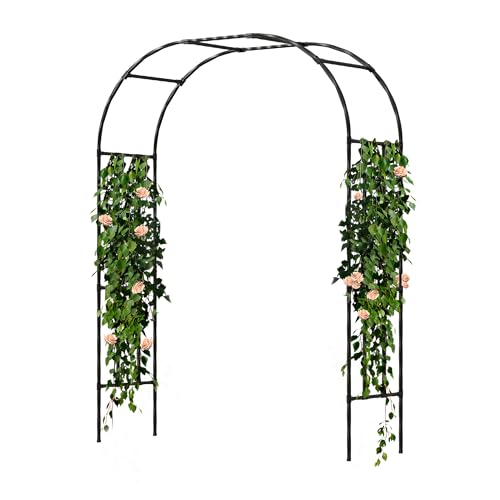 OnlyGarden Garden Arch Trellis, Trellis Arch for Climbing Plants Outdoor, 5FT x 7.9FT Metal Full Garden Arbor, Trellises for Patio Lawn Backyard, Large Garden Archway Decoration Black 59.1' x 94.5in