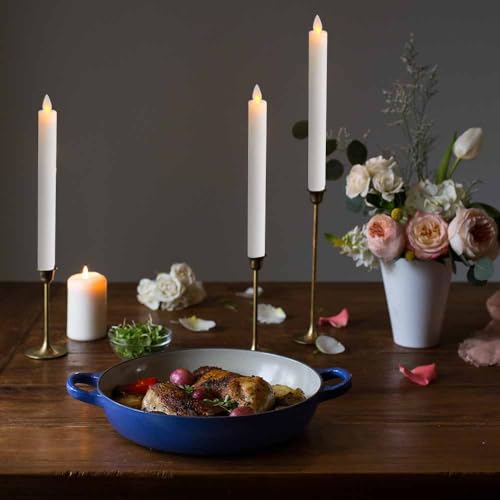 Image of Wondise Real Wax Ivory Flameless Taper Candles Remote with Timer