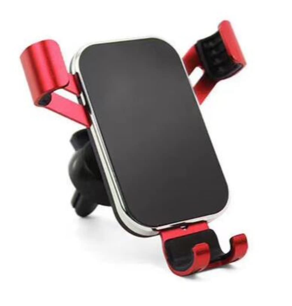 Smartfon Uchwyt Do Samochodu Uchwyt samochodowy na telefon Samochodowy uchwyt na telefon ze stopu aluminium Metalowy uchwyt samochodowy grawitacyjny Wspornik Nawigacyjny (Color : Rosso)