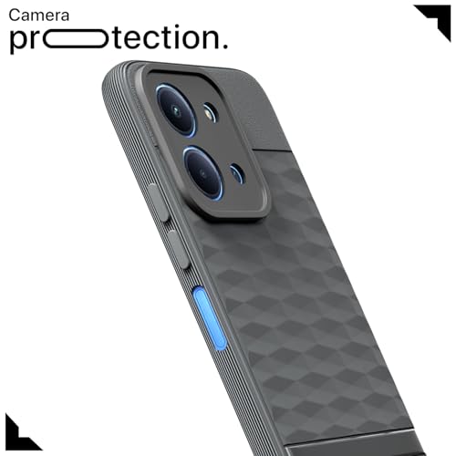 Image of Pikkme Back Cover for Redmi 15C 5G Camera Protection 3D Hexa Cube Design Silicone Protective Bumper Case (Grey)