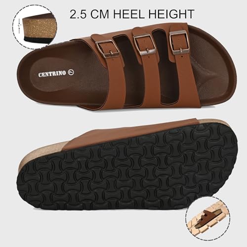 Image of Centrino Men's Berkin-Style Slip-On Sandals | Open Toe Design | Soft PU Footbed | Lightweight & Comfortable | Arch Support | On-Grip Sole | Casual Outdoor Wear (9208)