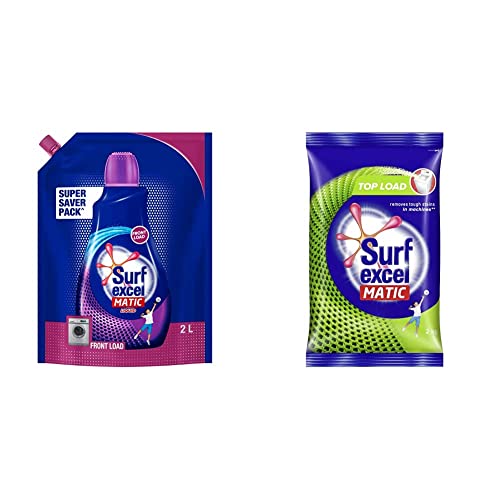 Image of Surf Excel Front Load Matic Liquid Detergent Pouch - 2 L & Top Load Detergent Powder, 2 Kg