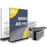 TAPKUA Doppelseitiger Tischaufsteller A5, 12er Pack Transparenter Acryl-Ausstellungsständer T-Form Aufsteller für Büro, Restaurant, Geschäft, Hotel, Theke (12 Stück - A5)