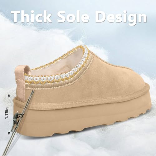 Women's Platform Slippers Comfy Mini Boots Fur Fleece Lined Short Ankle Boot Fluffy House Slippers for Indoor Outdoor2